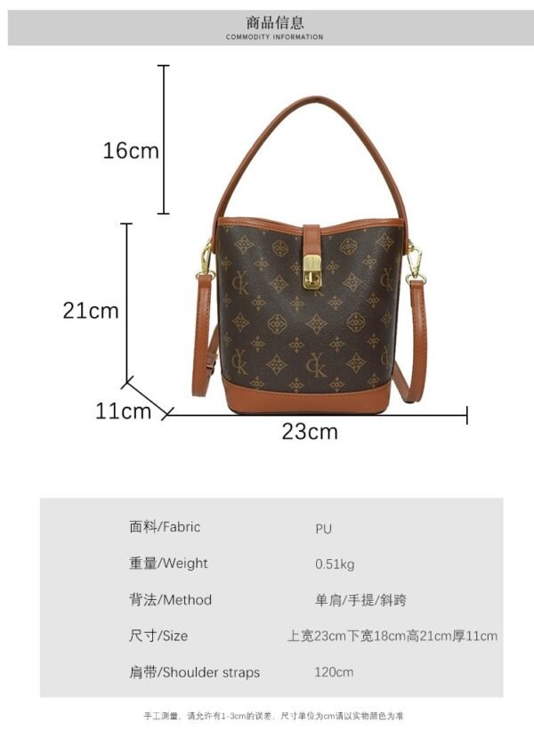 Minimalist Women’s Bag, Simple Luxury Vintage Print Bucket Bag, 2025 Spring New Fashion Shoulder Crossbody Bag - Image 10