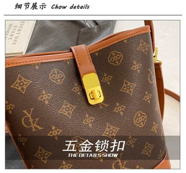 Minimalist Women’s Bag, Simple Luxury Vintage Print Bucket Bag, 2025 Spring New Fashion Shoulder Crossbody Bag - Image 8