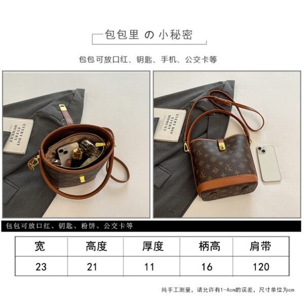 Minimalist Women’s Bag, Simple Luxury Vintage Print Bucket Bag, 2025 Spring New Fashion Shoulder Crossbody Bag - Image 11