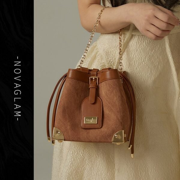 Bucket Bag 2025 Spring/Summer New Design - Black/Brown Luxury Stylish Shoulder Crossbody Bucket Bag - Image 5