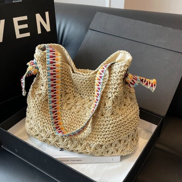 Vacation Style Straw Woven Bag - 2025 New Lazy Chic Braided Tote Bag, Large Capacity Fashion Shoulder/Underarm Bag - Image 5