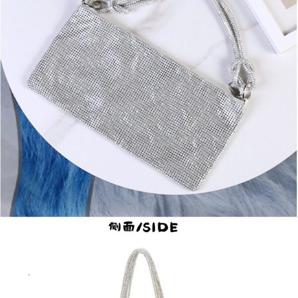 2025 New Women's Rhinestone Evening Bag - Crystal Clutch for Banquets & Parties, Underarm Bag with Chain Strap - Image 4