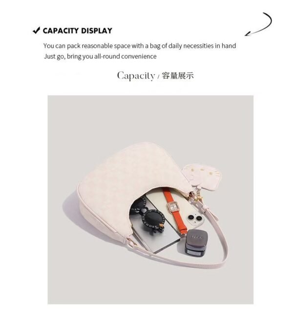 Authentic Versatile Hello Kitty Underarm Bag - Korean-Style Trendy Crescent Moon Bag for Women - Image 5