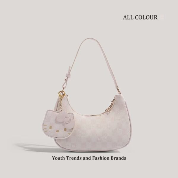 Authentic Versatile Hello Kitty Underarm Bag - Korean-Style Trendy Crescent Moon Bag for Women - Image 3