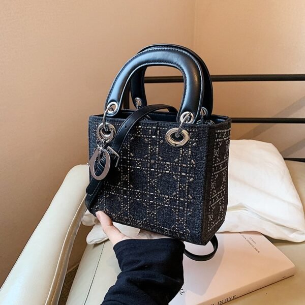 Trendy OW Shoulder Bag - Arrow Clasp Small Square Bag with Braided Strap, Jitney 1.4 Inspired Crossbody Bag (Instagram Style)