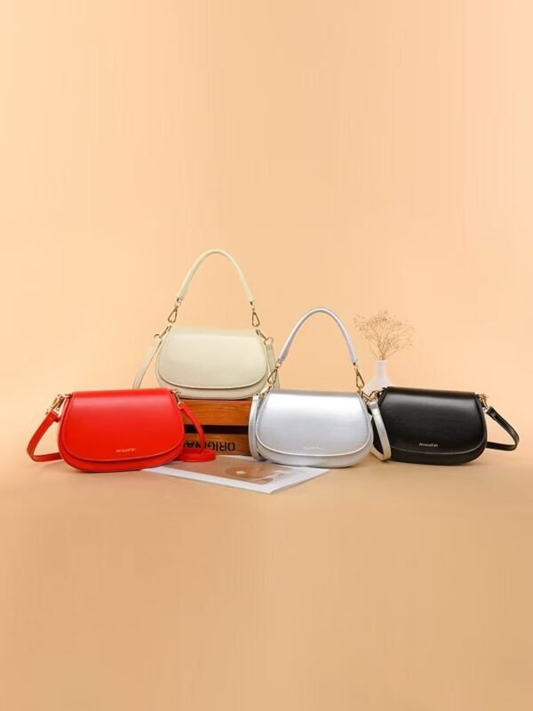 Luxury Round Saddle Bag - Trendy Underarm Shell Bag with Minimalist Design (Export Quality) - Image 7