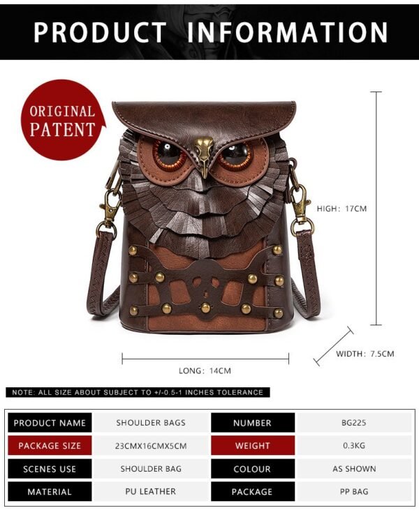 New Medieval Steampunk Women's Shoulder Bag - Creative Owl-Shaped Mini Wallet Crossbody Bag - Image 2