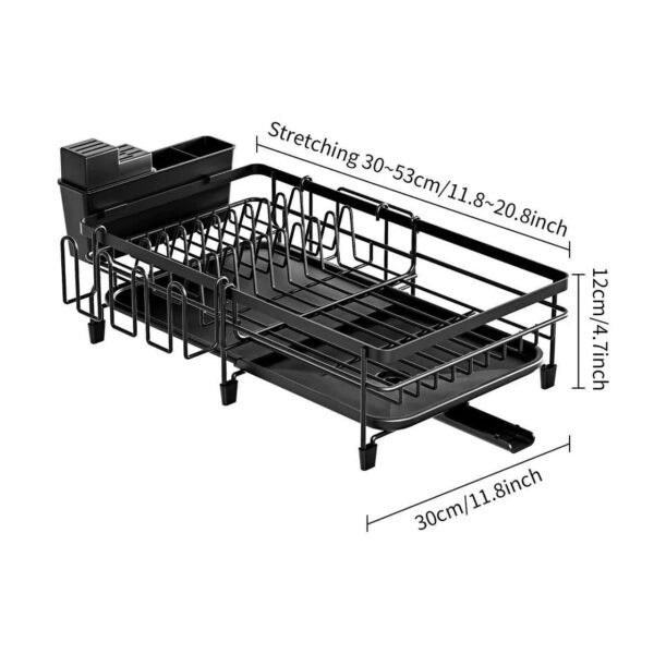 Kitchen Dish Rack - Stainless Steel Double-Layer Countertop Dish Drainer with Multi-Function Utensil Storage - Image 5
