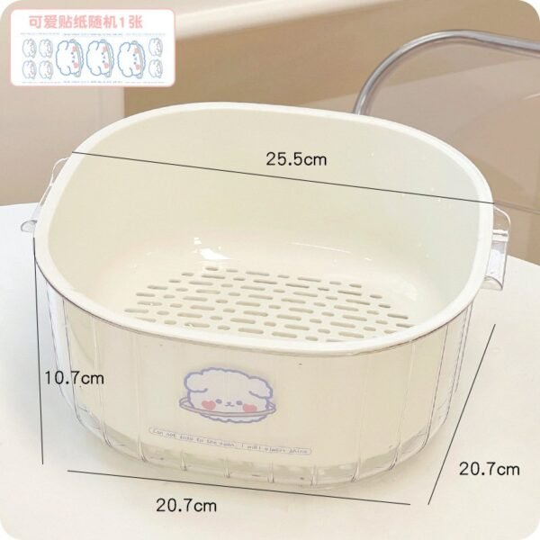 Double-Layer Vegetable Washing Basket - Kitchen Colander Set for Fruits/Salad with Drainage Holes (Includes Stickers) - Image 4