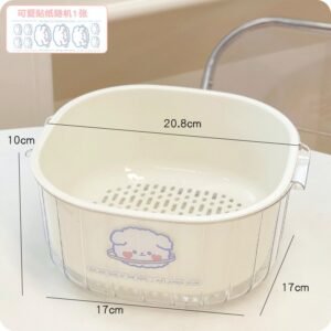 Double-Layer Vegetable Washing Basket - Kitchen Colander Set for Fruits/Salad with Drainage Holes (Includes Stickers)