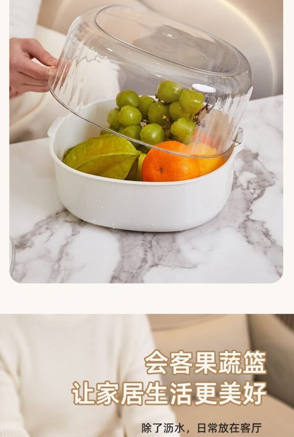 Double-Layer Vegetable Washing Basket - Kitchen Colander Set for Fruits/Salad with Drainage Holes (Includes Stickers) - Image 10