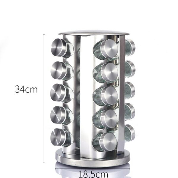 360° Rotating Spice Rack - Stainless Steel Kitchen Condiment Organizer with Multi-Jar Spice Box Set - Image 8