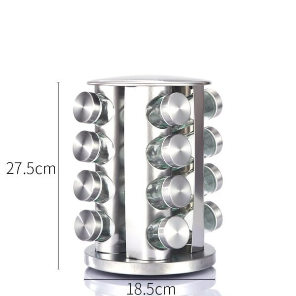 360° Rotating Spice Rack - Stainless Steel Kitchen Condiment Organizer with Multi-Jar Spice Box Set - Image 7
