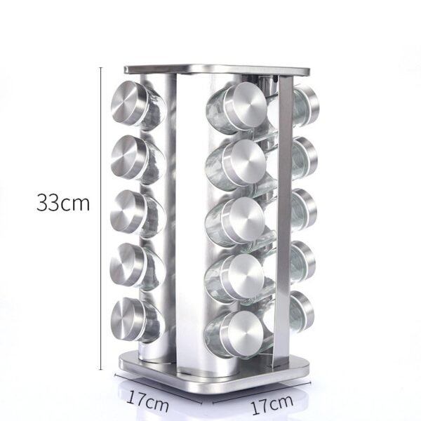 360° Rotating Spice Rack - Stainless Steel Kitchen Condiment Organizer with Multi-Jar Spice Box Set - Image 5