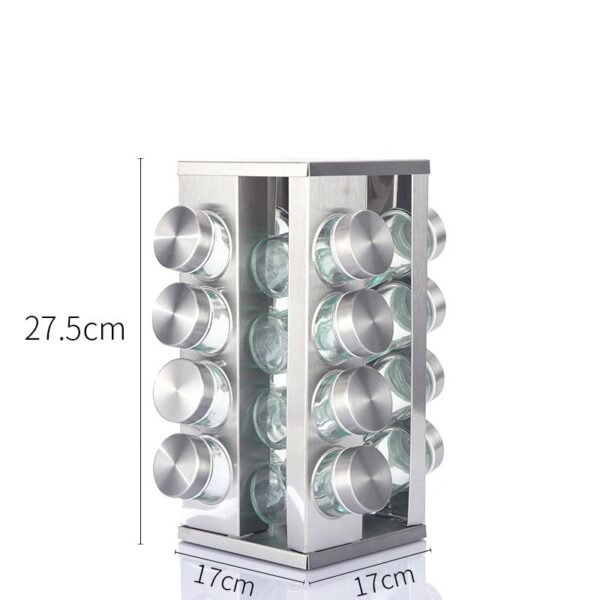 360° Rotating Spice Rack - Stainless Steel Kitchen Condiment Organizer with Multi-Jar Spice Box Set - Image 13