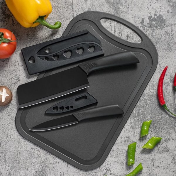 Fruit Knife with Sheath Set - Complete Kitchen Cutting Tools (Includes Chopping Board) for Dorms/Home Use - Image 2