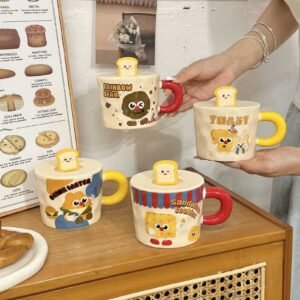 Cute Cartoon Mug with Lid - Ceramic Office Cup for Women (High Aesthetics, Practical Birthday Gift)