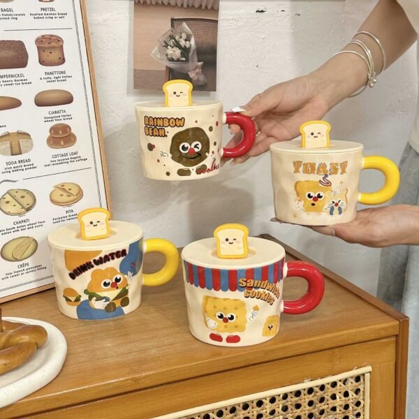 Cute Cartoon Mug with Lid - Ceramic Office Cup for Women (High Aesthetics, Practical Birthday Gift)