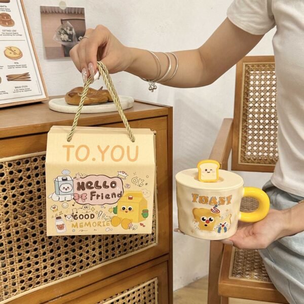 Cute Cartoon Mug with Lid - Ceramic Office Cup for Women (High Aesthetics, Practical Birthday Gift) - Image 3