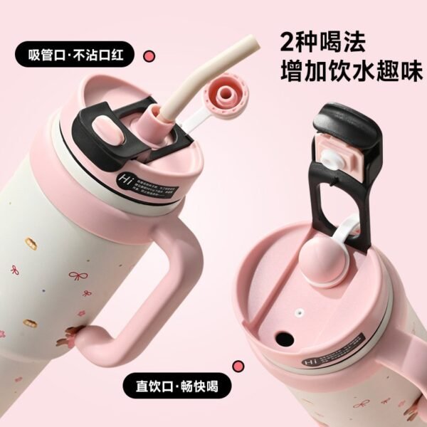 Giant Insulated Tumbler - 2024 New Oversized Capacity Ice Cup with Straw (Trendy Women's Water Bottle) - Image 4
