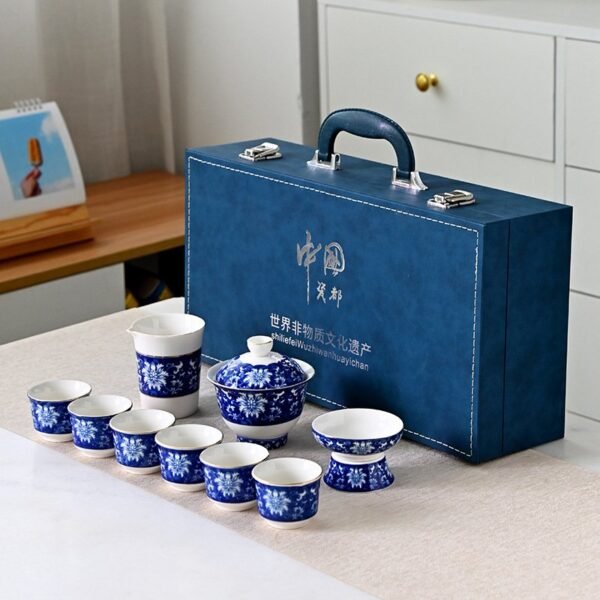 Blue & White Porcelain Tea Set - Complete Chinese Gongfu Tea Ceremony Kit (Luxury Gift Box, Premium Ceramic) - Image 4