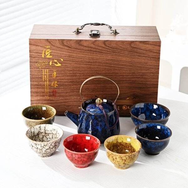 Rainbow Glaze Five-Element Tea Set - Celestial Gradient Teacup Collection (Premium Gift Box) - Image 6