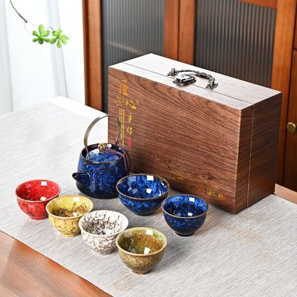 Rainbow Glaze Five-Element Tea Set - Celestial Gradient Teacup Collection (Premium Gift Box) - Image 7