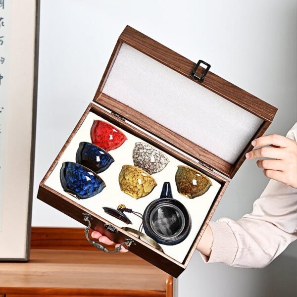 Rainbow Glaze Five-Element Tea Set - Celestial Gradient Teacup Collection (Premium Gift Box) - Image 8
