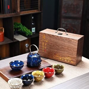 Rainbow Glaze Five-Element Tea Set - Celestial Gradient Teacup Collection (Premium Gift Box)