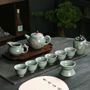 Complete Ge Kiln Crackle-Glaze Tea Set - Premium Chinese Ceramic Gongfu Tea Kit (Luxury Business Gift)