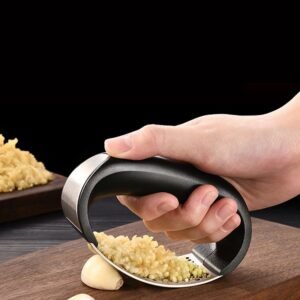 Stainless Steel Manual Garlic Press - Rotary Mincer Crusher for Kitchen (Easy-Clean Design)