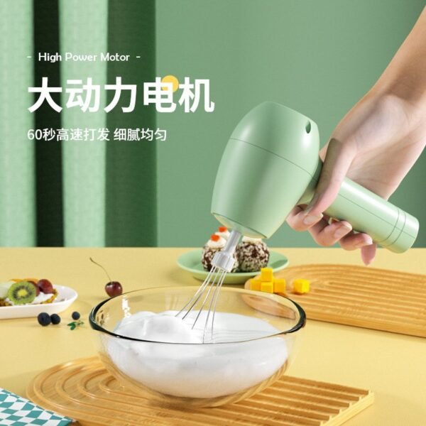 Cordless Electric Hand Mixer - Mini Whisk for Eggs, Milk Frothing & Cream Whipping (With Stand)" - Image 3