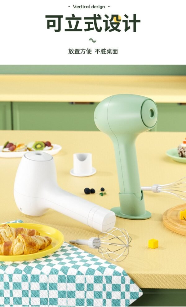Cordless Electric Hand Mixer - Mini Whisk for Eggs, Milk Frothing & Cream Whipping (With Stand)" - Image 6